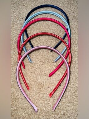 Satin Wrapped Headband Set in Navy Blue,baby blue,hot pink, Peachy Pink,Lt Pink